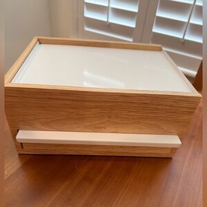 Umbra White Top and Natural Wood Jewelry Organizer